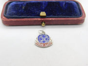 Sterling Silver  and Enamel Good Luck Charm Pendant Vintage c1970