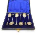 Boxed Set of Sterling Silver Queen Victoria Jubilee Teaspoons Antique 1896