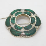 Victorian Scottish Sterling Silver & Malachite Set Kilt Brooch Antique c1860s