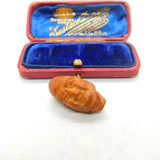 Chinese Export Victorian Carved Almond Nut Face Bead Pendant Antique c1900