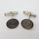 Sterling Silver Swirl Pattern Pair of Gents Cufflinks Vintage c1980s