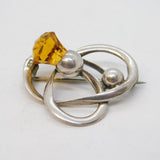 Charles Horner Sterling Silver & Citrine Thistle Brooch Antique 1913 Chester