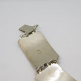 Sterling Silver Floral Pattern Panel Bracelet Antique 1945 London Art Deco