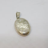 Sterling Silver Foliage Pattern Oval Locket Charm Pendant Vintage c1970