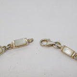 Sterling Silver & Inlaid Mother of Pearl Panel Bracelet Vintage c1970s