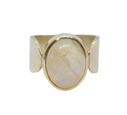 Sterling Silver Cabochon Moonstone Chunky Studio Ring Vintage c1990 Size T 1/2