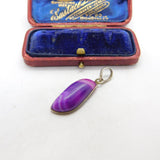 Sterling Silver and Purple Agate Charm Pendant Vintage c1970