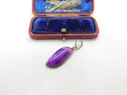 Sterling Silver and Purple Agate Charm Pendant Vintage c1970