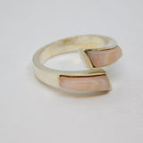 Sterling Silver Pink Shell Chunky Crossover Band Ring Vintage c1970 Size N