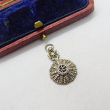 Sterling Silver Ribbon Pattern Drop Charm Pendant Vintage c1970