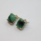 Pair of Sterling Silver Rainbow Flourite Oval Stud Earrings Vintage c1970