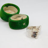 Sterling Silver Open Planished Wide Crossover Ring Vintage c1970 Size P 1/2
