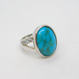 Sterling Silver Turquoise & Blue Topaz Statement Band Ring Vintage c1990 Size P