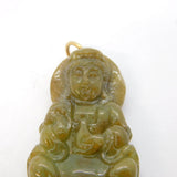 19th Century 9ct Yellow Gold & Carved Jade Buddha Pendant Antique c1890