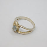 Sterling Silver Pale Blue Topaz Set Open Band Studio Ring Vintage c1970 Size L
