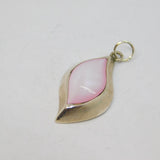Sterling Silver Pink Shell Effect Curved Charm Pendant Contemporary c1990s