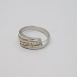 Sterling Silver Paste Set Crossover Design Band Ring Vintage c1970 Size O 1/2