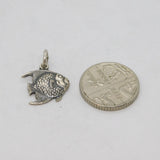 Sterling Silver Patterned Textured Fish Form Charm Pendant Vintage c1970s