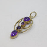 Sterling Silver 4 Mixed Size Cabochon Amethyst Oval Studio Pendant Modern c1990s