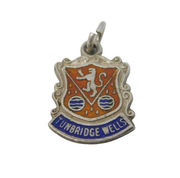 Sterling Silver Enamel Tunbridge Wells Shield Charm Pendant Vintage c1970