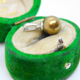Sterling Silver Green/Bronze Colour Pearl Drop Charm Pendant Modern c2000s
