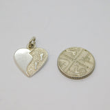 Sterling Silver Textured Heart With Footprints Charm Pendant Vintage c1970