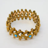 Victorian Rolled Gold, Seed Pearl & Turquouse Expanding Bracelet Antique