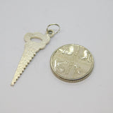 Sterling Silver Textured Hand Saw Charm Pendant Vintage c1970