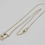 Sterling Silver CZ Minimalist Rectangle Pendant Necklace Modern c2000