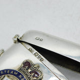 Edwardian Sterling Silver Enamel Pacific Steam Company Vesta Case Antique 1905