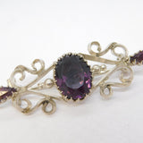 19th Century Austro-Hungarian .900 Silver & Amethyst Bar Brooch Antique c1880