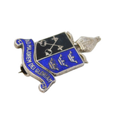 Sterling Silver & Enamel Heraldic Crest Brooch Antique 1936 Birmingham