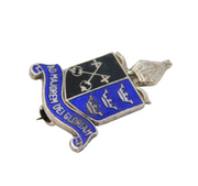 Sterling Silver & Enamel Heraldic Crest Brooch Antique 1936 Birmingham