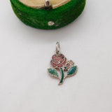 Sterling Silver Enamel English Rose Charm Pendant Vintage c1970