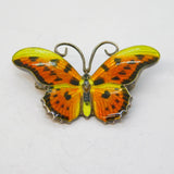 Sterling Silver & Colourful Enamel Butterfly Brooch Pin Antique c1940 Art Deco