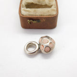 Sterling Silver Cast Heavy Heart with Pink Enamel Charm Pendant Vintage c1970
