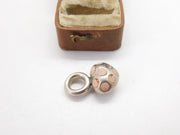 Sterling Silver Cast Heavy Heart with Pink Enamel Charm Pendant Vintage c1970