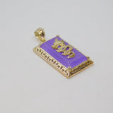 Sterling Silver Dragon & Natural Lavender Jade Rectangle Pendant Vintage c1970