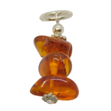 Sterling Silver Baltic Amber Beaded Drop Charm Pendant Vintage c1970