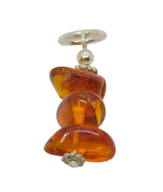 Sterling Silver Baltic Amber Beaded Drop Charm Pendant Vintage c1970