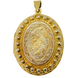 Victorian Sterling Silver Gilt Floral Pattern Sweetheart Locket Antique c1880