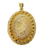 Victorian Sterling Silver Gilt Floral Pattern Sweetheart Locket Antique c1880