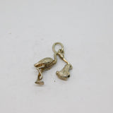 Sterling Silver Stork Bird With Baby Charm Pendant Vintage c1970