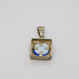 Sterling Silver Glass 'Evil Eye' Protection Symbol Studio Pendant Vintage c1970s