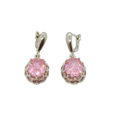 Pair of Sterling Silver Large Pink Spinel Leverback Drop Earrings Modern c1990