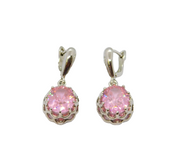 Pair of Sterling Silver Large Pink Spinel Leverback Drop Earrings Modern c1990