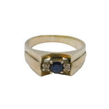 Sterling Silver White & Blue Sapphire Art Deco Dress Ring Antique c1940 Size N