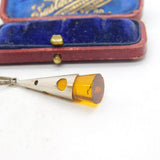 Sterling Silver and Orange Gem Charm Pendant Vintage c1970