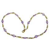 Gold Plated, Amethyst, Peridot & Pearl Dress Necklace Vintage c1990s