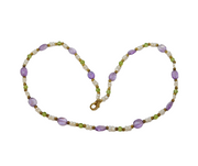 Gold Plated, Amethyst, Peridot & Pearl Dress Necklace Vintage c1990s